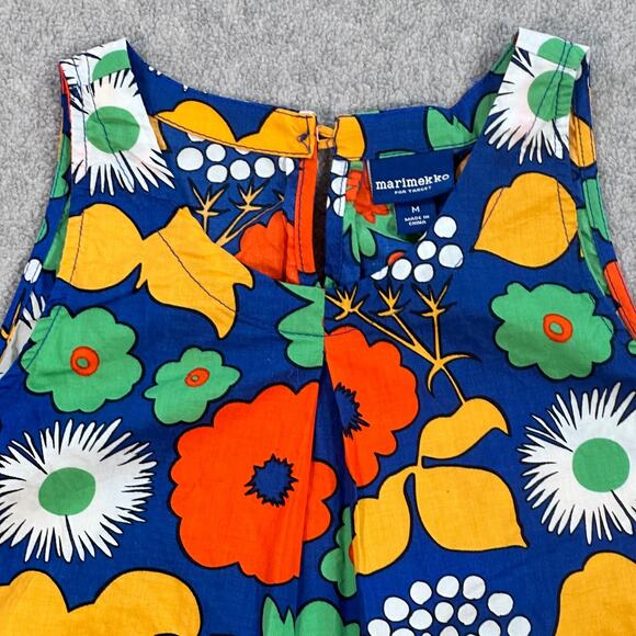 Marimekko For Target Girls Sleeveless Blouse Size Medium Retro Floral Blue Orang - Picture 2 of 9